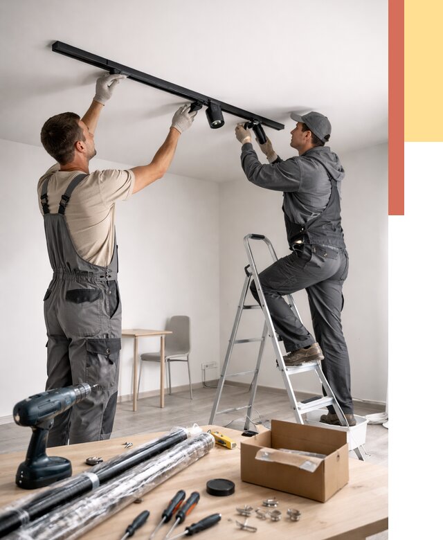 Установка трековых светильников в натяжной потолок в дзержинском от 4298 руб. | ОТДЕЛОЧНИК-Дзж