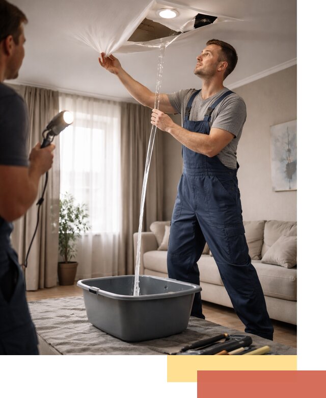 Слив воды с натяжного потолка в дзержинском быстро и аккуратно