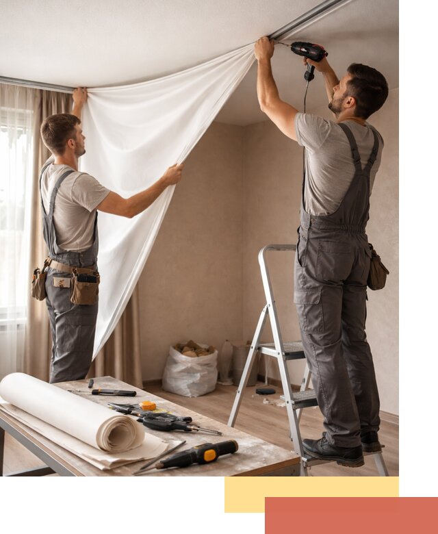 Замена полотна натяжного потолка в дзержинском быстро и качественно