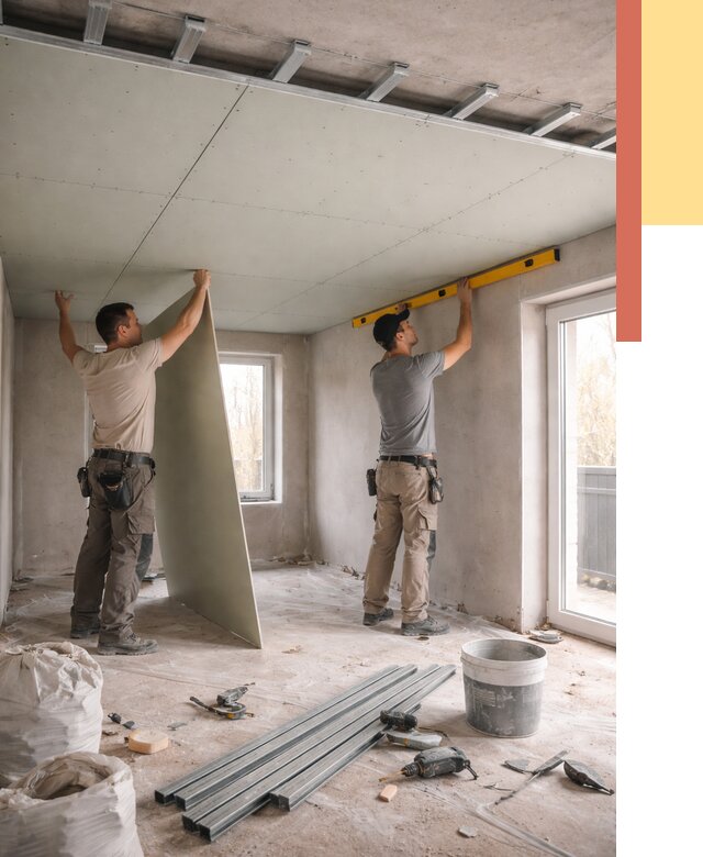 Одноуровневый потолок из гипсокартона в дзержинском от 768 руб. — монтаж под ключ | ОТДЕЛОЧНИК-Дзж