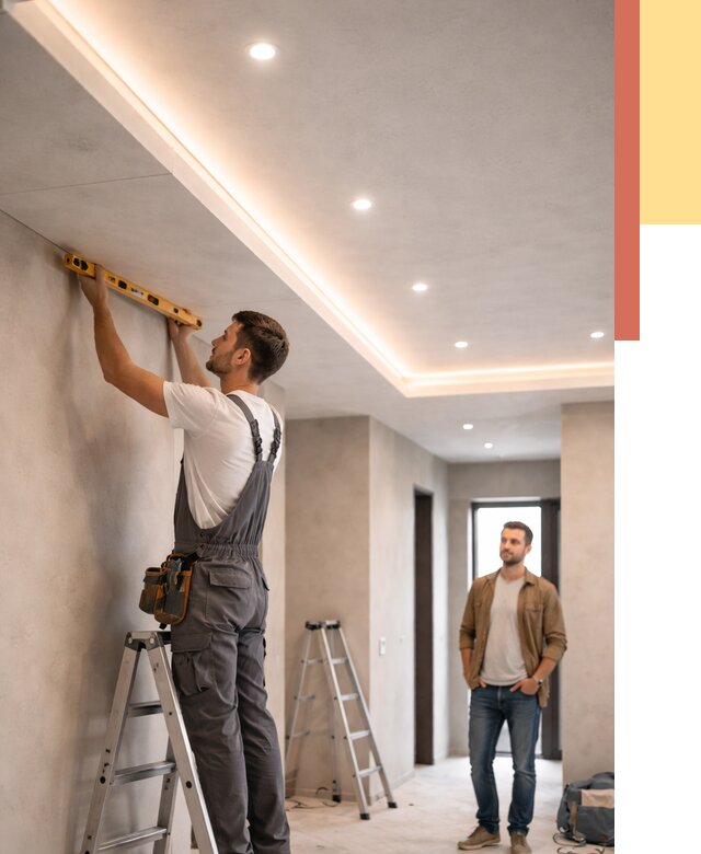 Потолок из гипсокартона с подсветкой в дзержинском от 768 руб./м2 под ключ | ОТДЕЛОЧНИК-Дзж