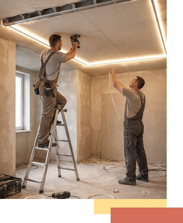 Потолок из гипсокартона с подсветкой в дзержинском