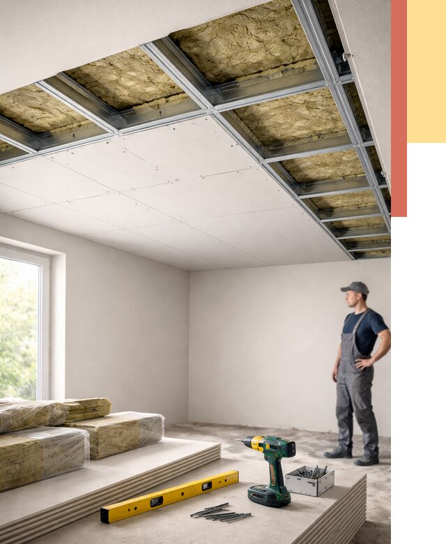 Звукоизоляция потолка ГКЛ в дзержинском от 972 руб. — монтаж под ключ | ОТДЕЛОЧНИК-Дзж