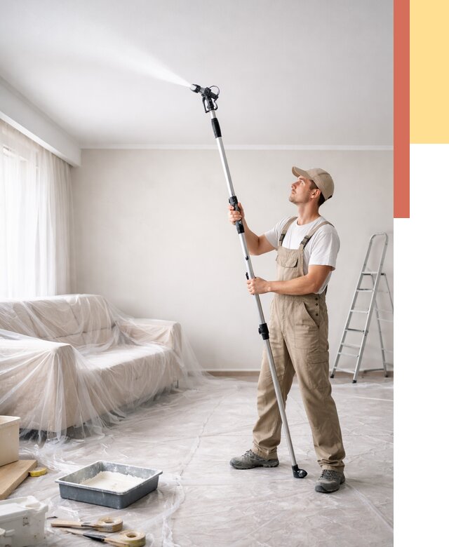 Покраска потолка краскопультом в дзержинском от 4605 руб. быстро и недорого | ОТДЕЛОЧНИК-Дзж